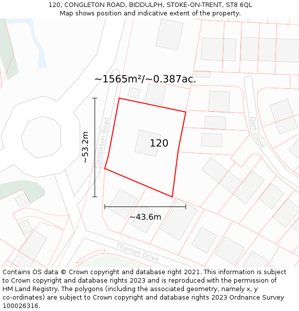 120, CONGLETON ROAD, BIDDULPH, STOKE-ON-TRENT, ST8 6QL: Plot and title map
