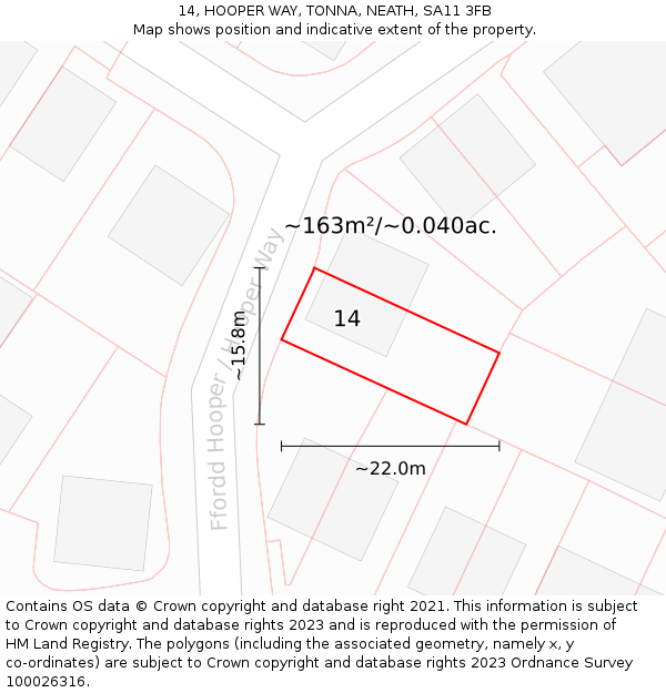 14, HOOPER WAY, TONNA, NEATH, SA11 3FB: Plot and title map
