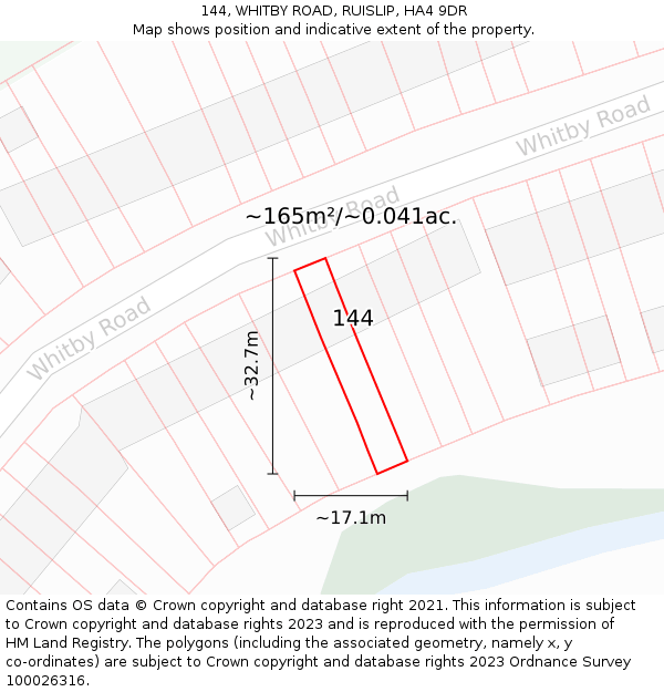144, WHITBY ROAD, RUISLIP, HA4 9DR: Plot and title map