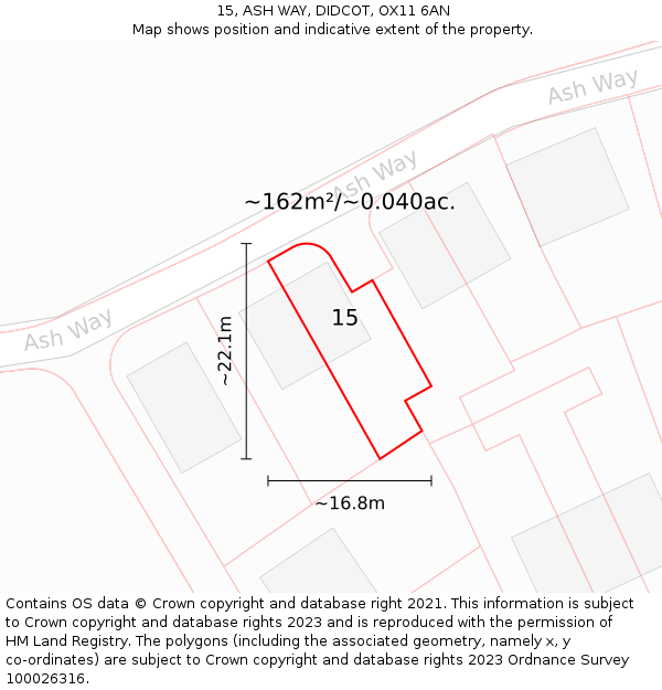 15, ASH WAY, DIDCOT, OX11 6AN: Plot and title map