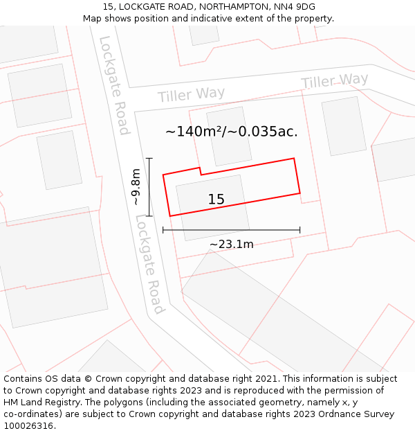 15, LOCKGATE ROAD, NORTHAMPTON, NN4 9DG: Plot and title map