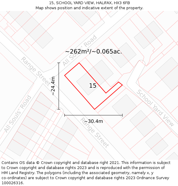 15, SCHOOL YARD VIEW, HALIFAX, HX3 6FB: Plot and title map