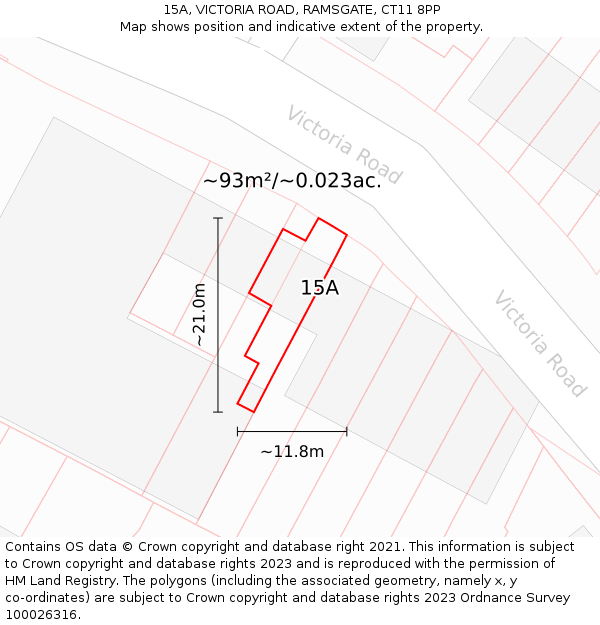 15A, VICTORIA ROAD, RAMSGATE, CT11 8PP: Plot and title map