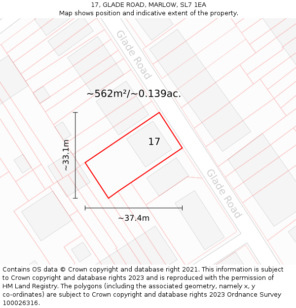 17, GLADE ROAD, MARLOW, SL7 1EA: Plot and title map