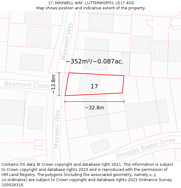 17, MAXWELL WAY, LUTTERWORTH, LE17 4GS: Plot and title map