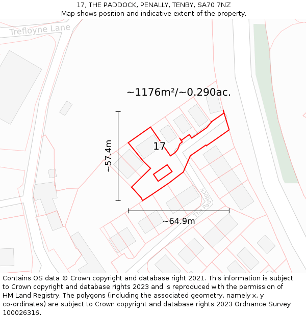 17, THE PADDOCK, PENALLY, TENBY, SA70 7NZ: Plot and title map