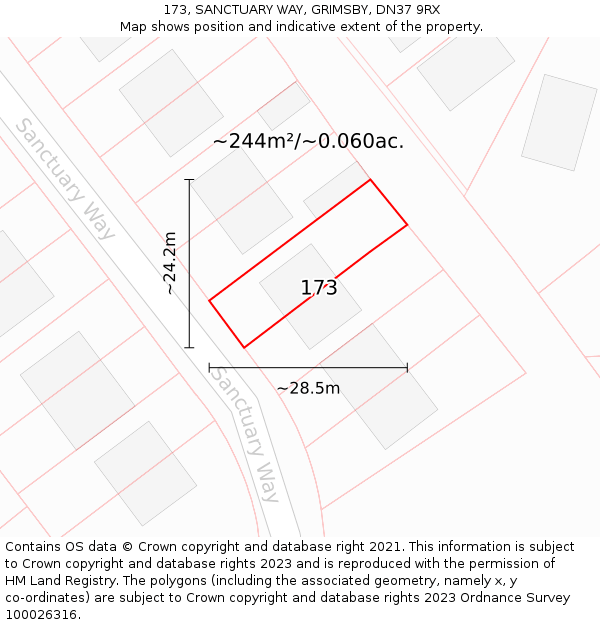 173, SANCTUARY WAY, GRIMSBY, DN37 9RX: Plot and title map
