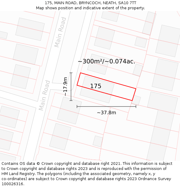 175, MAIN ROAD, BRYNCOCH, NEATH, SA10 7TT: Plot and title map