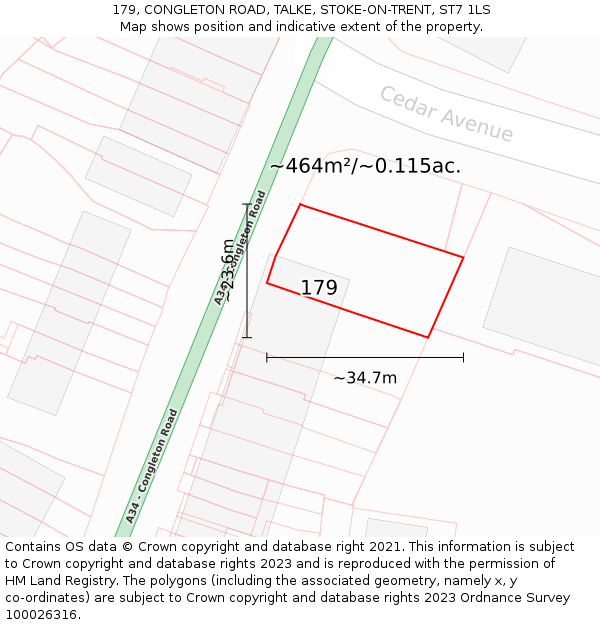 179, CONGLETON ROAD, TALKE, STOKE-ON-TRENT, ST7 1LS: Plot and title map