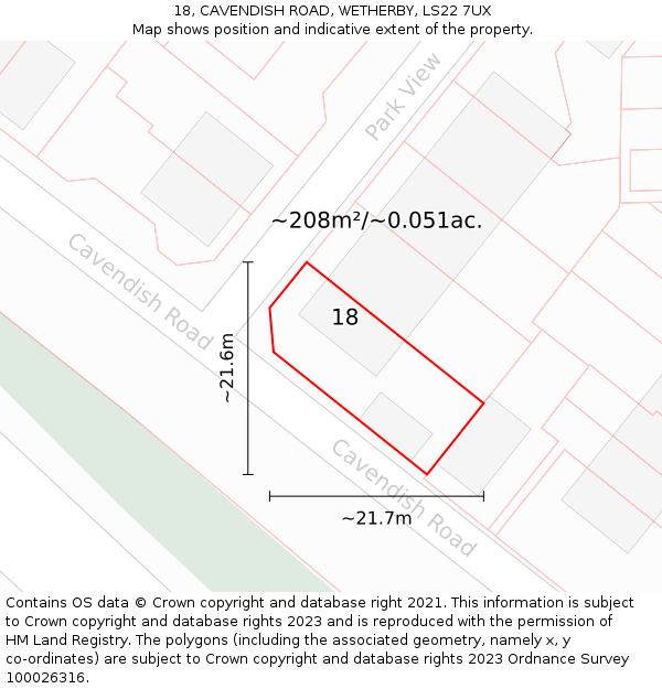 18, CAVENDISH ROAD, WETHERBY, LS22 7UX: Plot and title map
