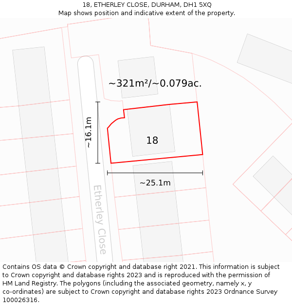 18, ETHERLEY CLOSE, DURHAM, DH1 5XQ: Plot and title map