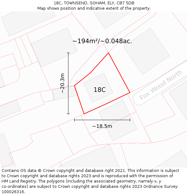 18C, TOWNSEND, SOHAM, ELY, CB7 5DB: Plot and title map