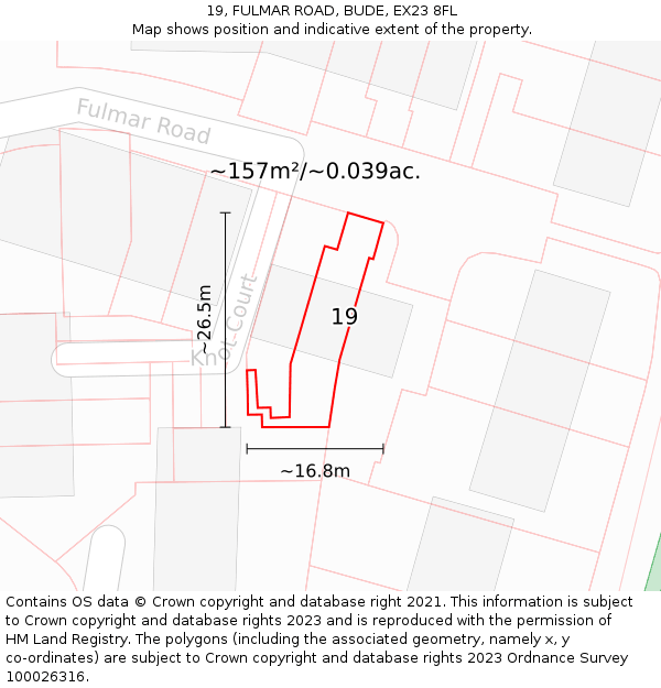 19, FULMAR ROAD, BUDE, EX23 8FL: Plot and title map