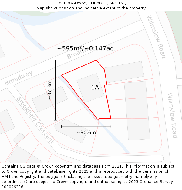 1A, BROADWAY, CHEADLE, SK8 1NQ: Plot and title map