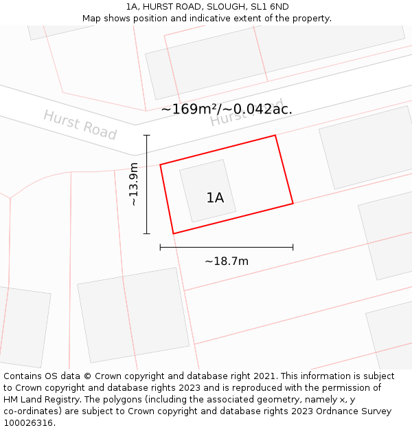 1A, HURST ROAD, SLOUGH, SL1 6ND: Plot and title map