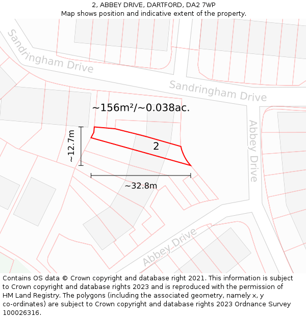 2, ABBEY DRIVE, DARTFORD, DA2 7WP: Plot and title map