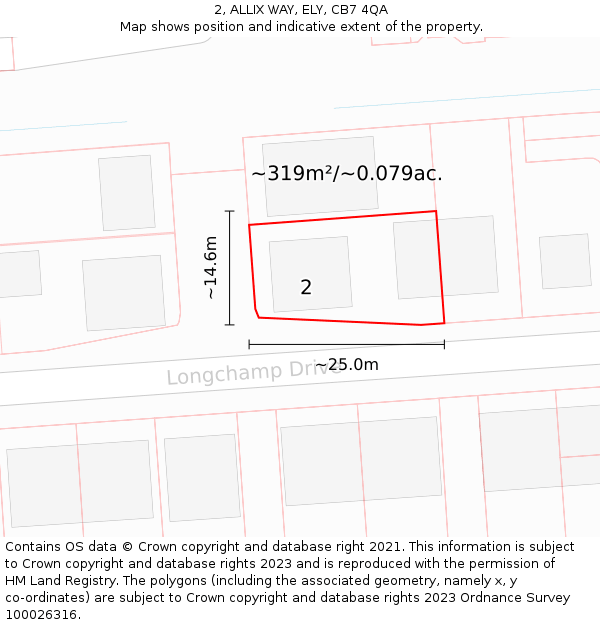 2, ALLIX WAY, ELY, CB7 4QA: Plot and title map