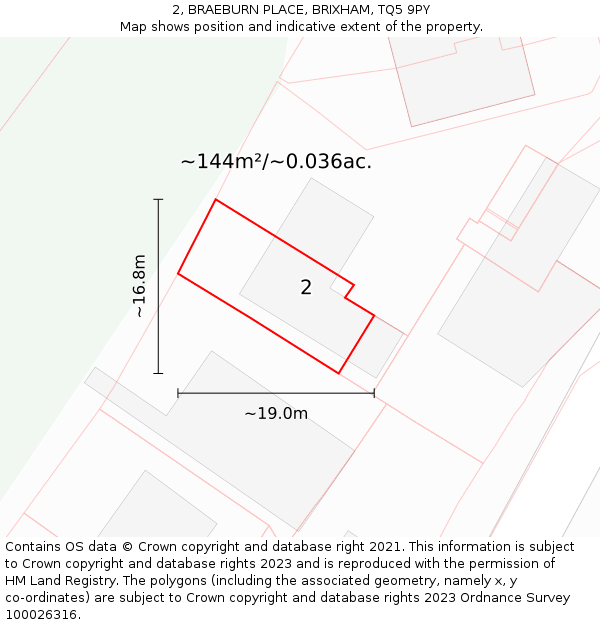 2, BRAEBURN PLACE, BRIXHAM, TQ5 9PY: Plot and title map