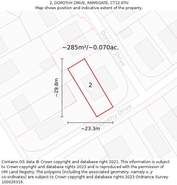 2, DOROTHY DRIVE, RAMSGATE, CT12 6TN: Plot and title map
