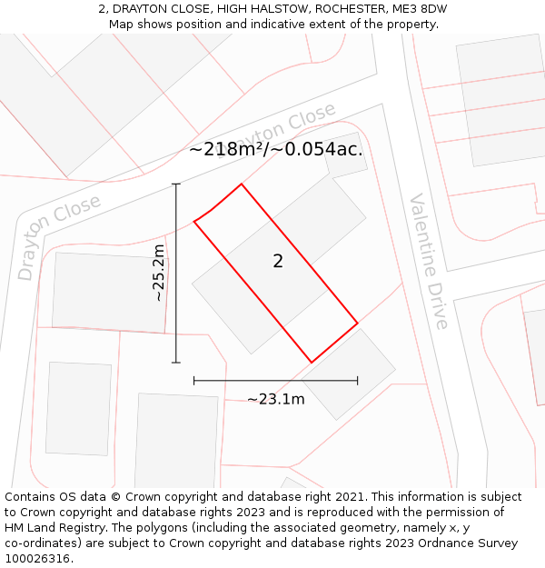 2, DRAYTON CLOSE, HIGH HALSTOW, ROCHESTER, ME3 8DW: Plot and title map