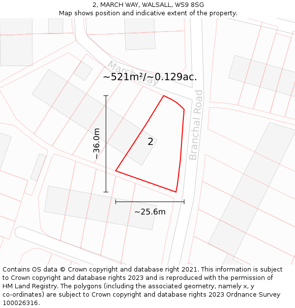 2, MARCH WAY, WALSALL, WS9 8SG: Plot and title map