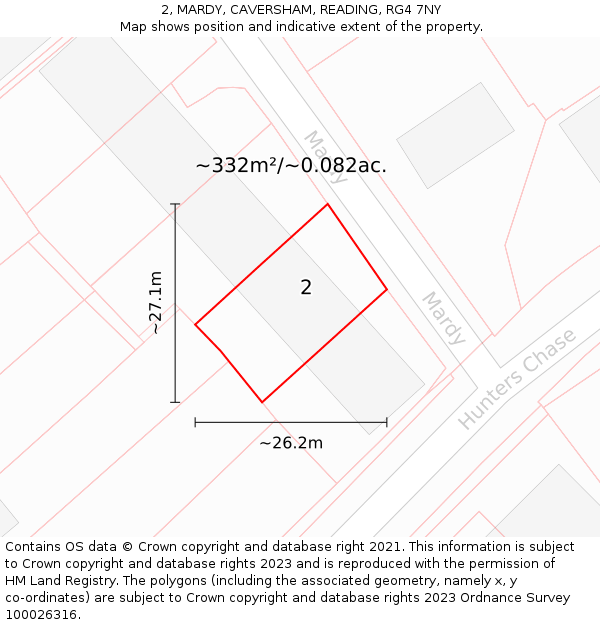 2, MARDY, CAVERSHAM, READING, RG4 7NY: Plot and title map