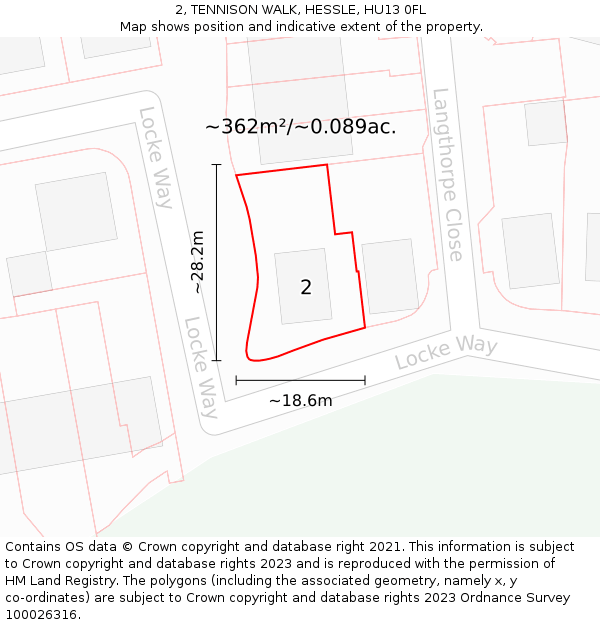 2, TENNISON WALK, HESSLE, HU13 0FL: Plot and title map