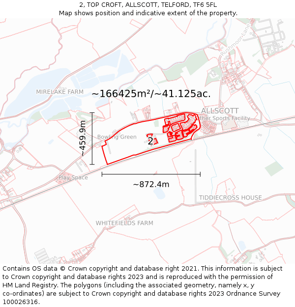 2, TOP CROFT, ALLSCOTT, TELFORD, TF6 5FL: Plot and title map