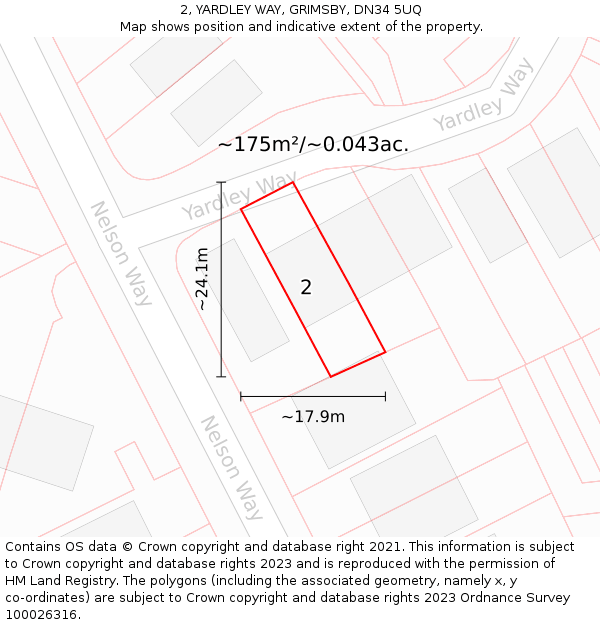 2, YARDLEY WAY, GRIMSBY, DN34 5UQ: Plot and title map