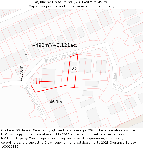 20, BROOKTHORPE CLOSE, WALLASEY, CH45 7SH: Plot and title map