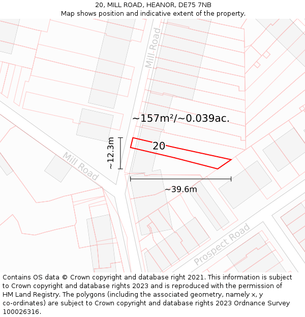 20, MILL ROAD, HEANOR, DE75 7NB: Plot and title map