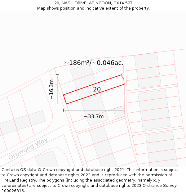 20, NASH DRIVE, ABINGDON, OX14 5PT: Plot and title map