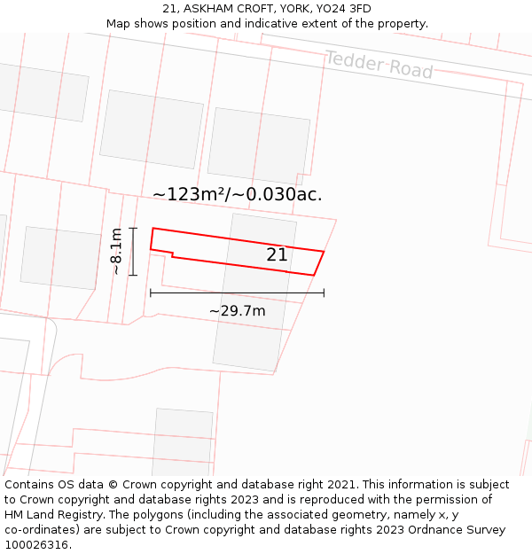 21, ASKHAM CROFT, YORK, YO24 3FD: Plot and title map