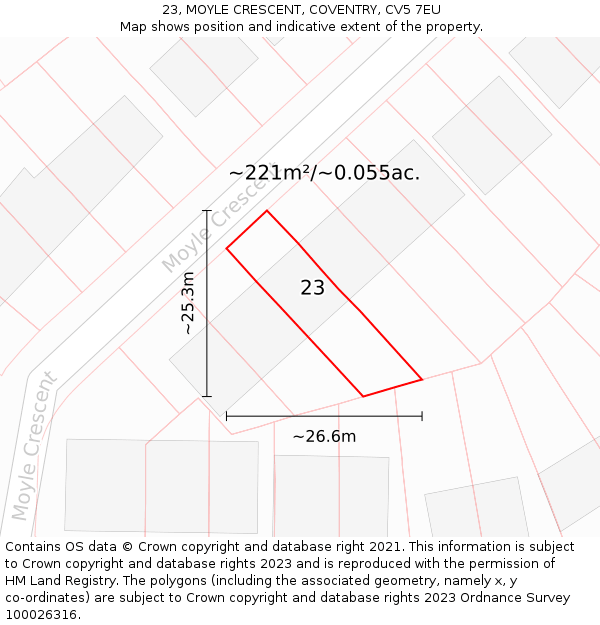 23, MOYLE CRESCENT, COVENTRY, CV5 7EU: Plot and title map