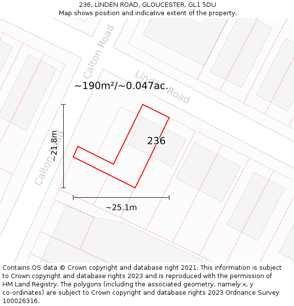 236, LINDEN ROAD, GLOUCESTER, GL1 5DU: Plot and title map