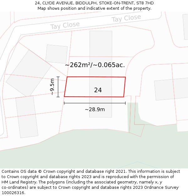 24, CLYDE AVENUE, BIDDULPH, STOKE-ON-TRENT, ST8 7HD: Plot and title map