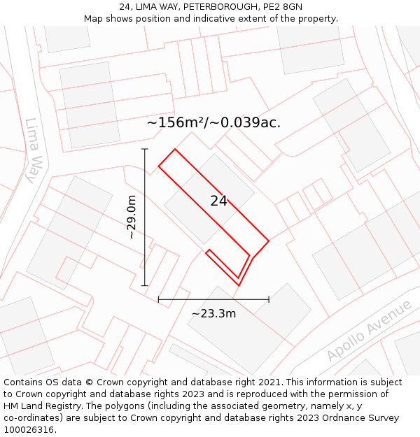 24, LIMA WAY, PETERBOROUGH, PE2 8GN: Plot and title map