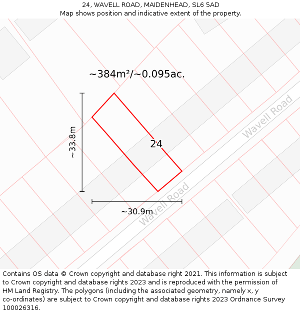 24, WAVELL ROAD, MAIDENHEAD, SL6 5AD: Plot and title map