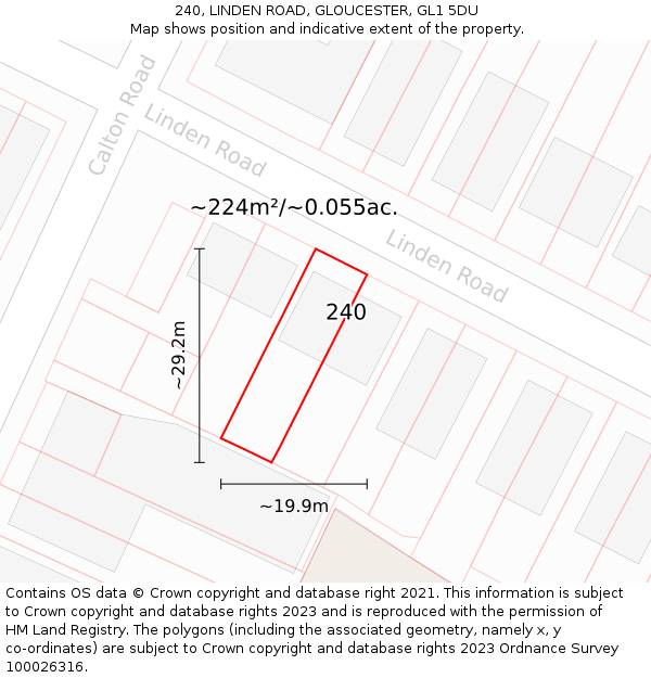 240, LINDEN ROAD, GLOUCESTER, GL1 5DU: Plot and title map