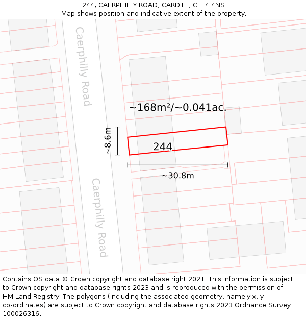 244, CAERPHILLY ROAD, CARDIFF, CF14 4NS: Plot and title map