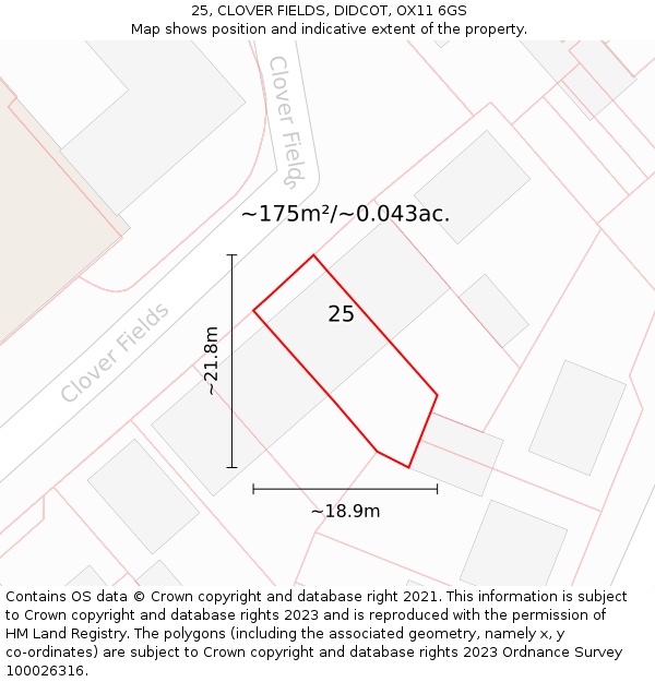 25, CLOVER FIELDS, DIDCOT, OX11 6GS: Plot and title map