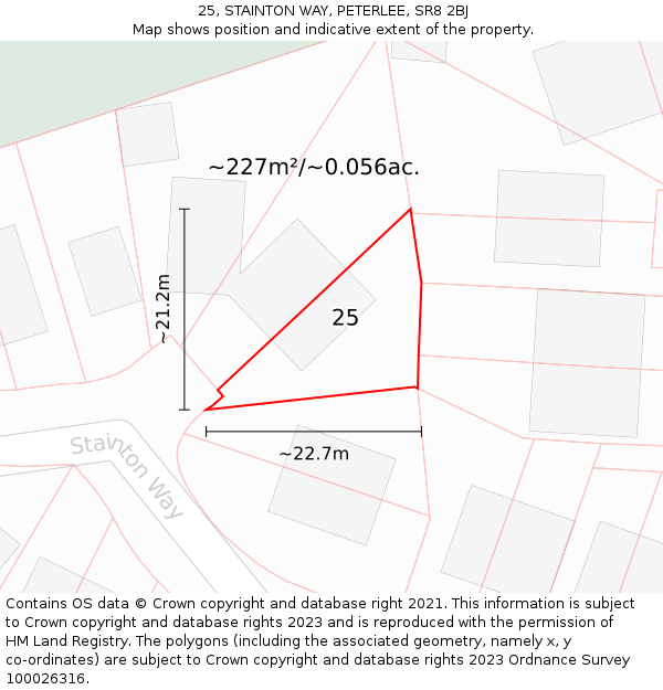 25, STAINTON WAY, PETERLEE, SR8 2BJ: Plot and title map