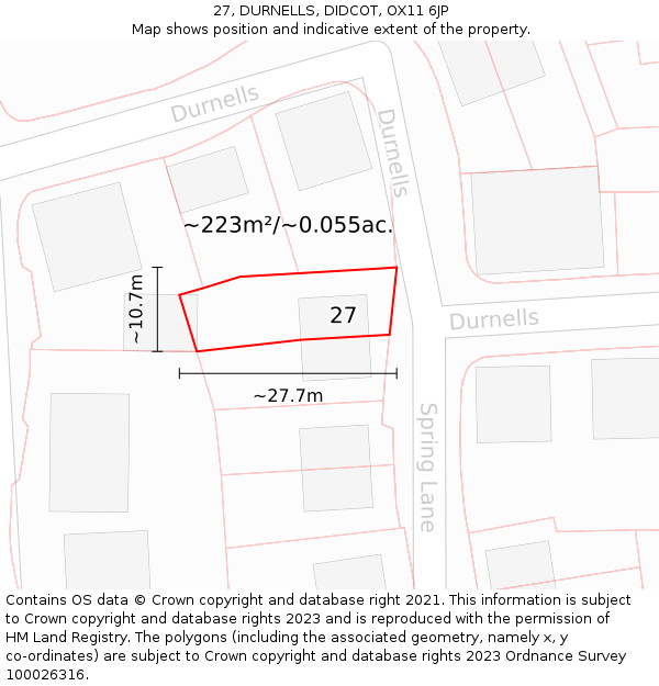 27, DURNELLS, DIDCOT, OX11 6JP: Plot and title map