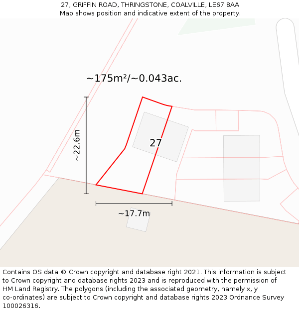 27, GRIFFIN ROAD, THRINGSTONE, COALVILLE, LE67 8AA: Plot and title map