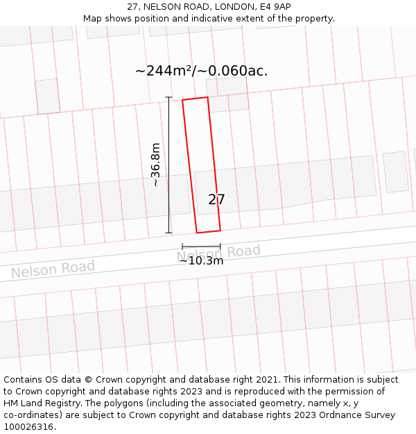 27, NELSON ROAD, LONDON, E4 9AP: Plot and title map