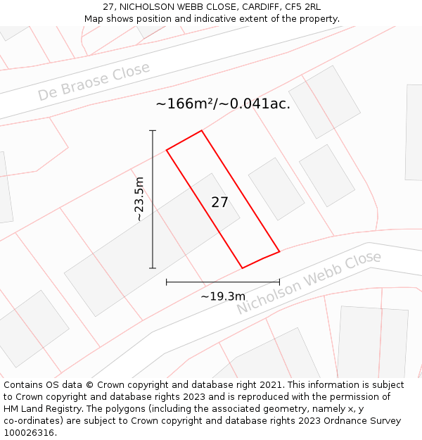 27, NICHOLSON WEBB CLOSE, CARDIFF, CF5 2RL: Plot and title map