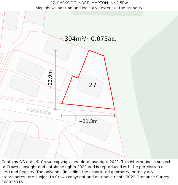 27, PARKSIDE, NORTHAMPTON, NN3 5EW: Plot and title map