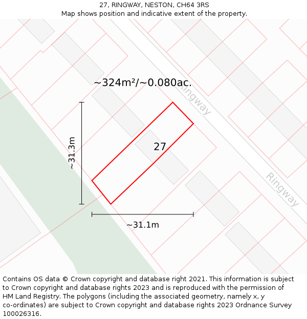27, RINGWAY, NESTON, CH64 3RS: Plot and title map