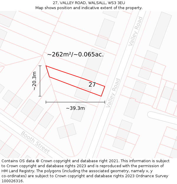 27, VALLEY ROAD, WALSALL, WS3 3EU: Plot and title map