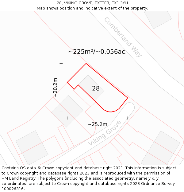 28, VIKING GROVE, EXETER, EX1 3YH: Plot and title map
